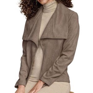 Romeo & Juliet Womens Medium Tan Brown faux Suede Wing Collar Jacket